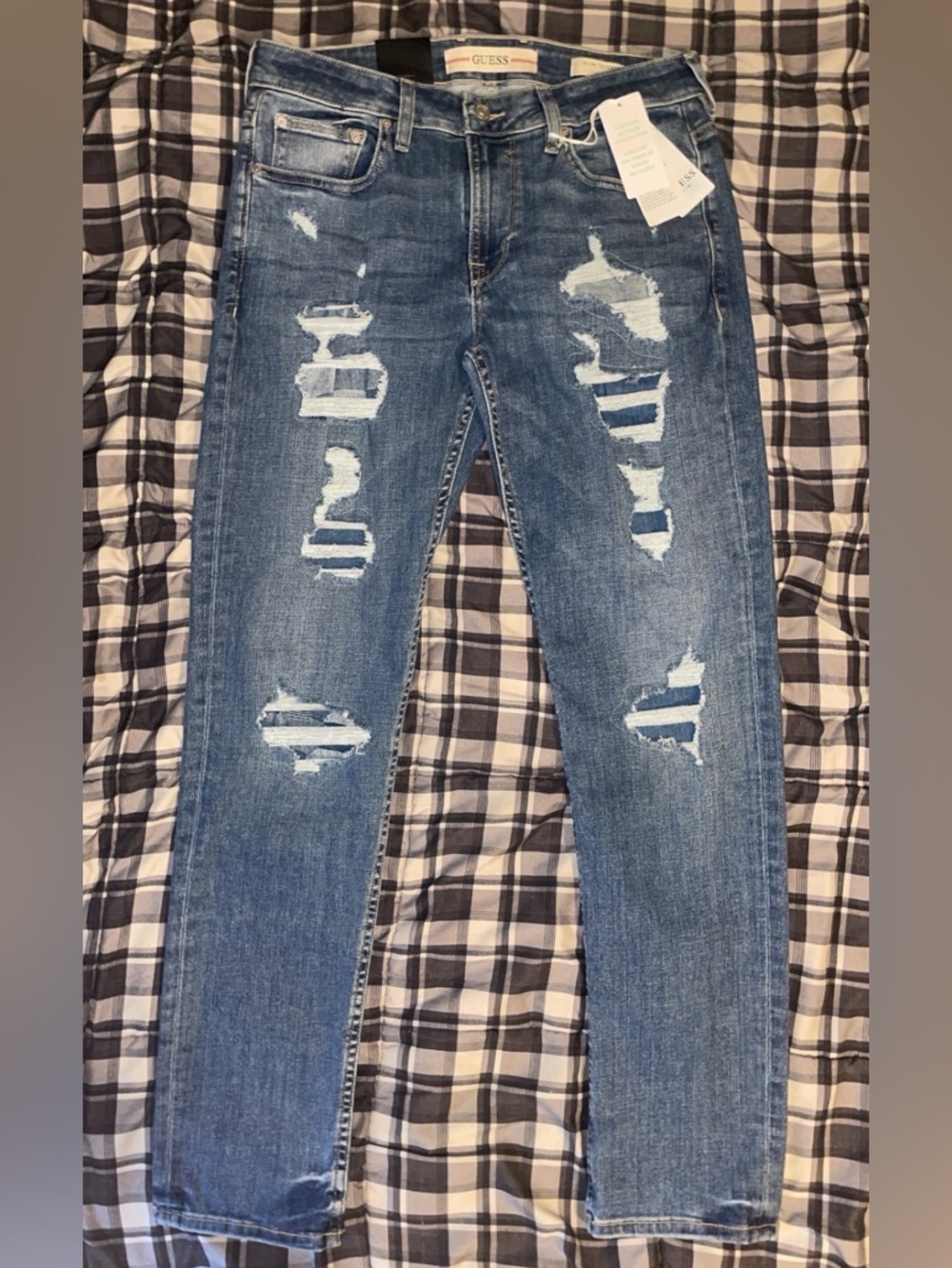 Guess Mid-Rise Tapered Denim Jeans